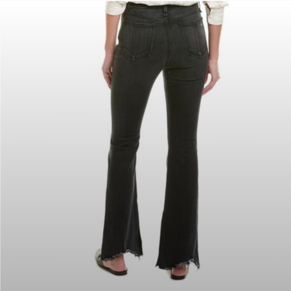 RAG & BONE Nina High Rise Flare 25 Distressed Black Denim